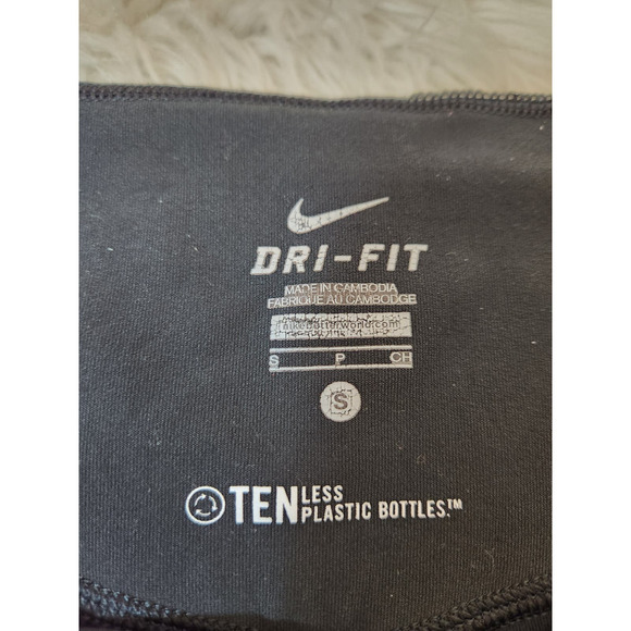 Nike Dri Fit Women's Black Solid Stretch Mid Rise Cropped Leggings Size Small - Picture 3 of 7